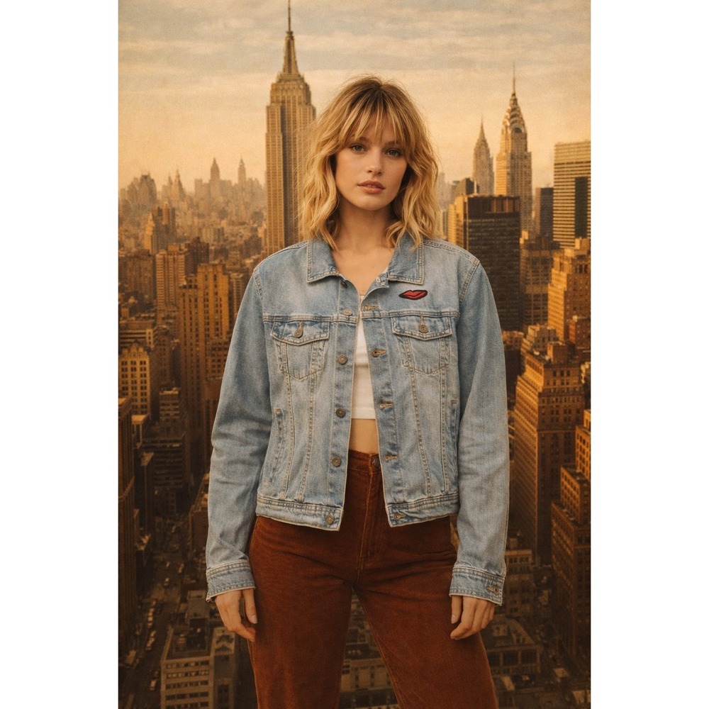 Womens Jean Jacket New York Stonewall Size Medium Vintage 70"s